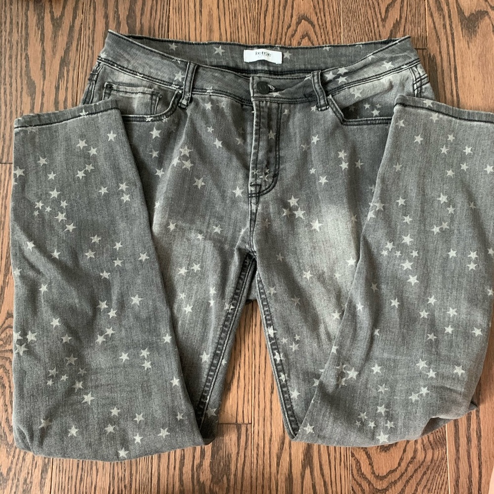 Kensie Starry Cropped Grey Mid Rise Jeans SIZE 6